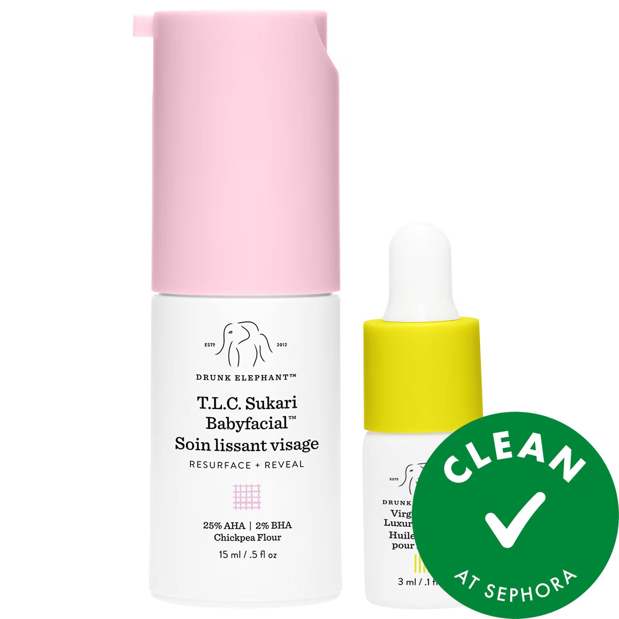 Drunk Elephant T.L.C. Sukari Babyfacial AHA + BHA Mask Mini - Resurfacing Skincare for Brighter, Smoother Skin Drunk Elephant Sukari Babyfacial AHA + BHA Mask Mini AHA BHA Exfoliating Mask, Drunk Elephant Sukari Babyfacial, Vegan Skincare, Anti-aging Facial Mask, Resurfacing Skincare Product, Skincare for Dullness, Uneven Skin Texture, Fine Lines and Wrinkles, Cruelty-Free Skincare, Mini Size Skincare, Travel Size Toiletries