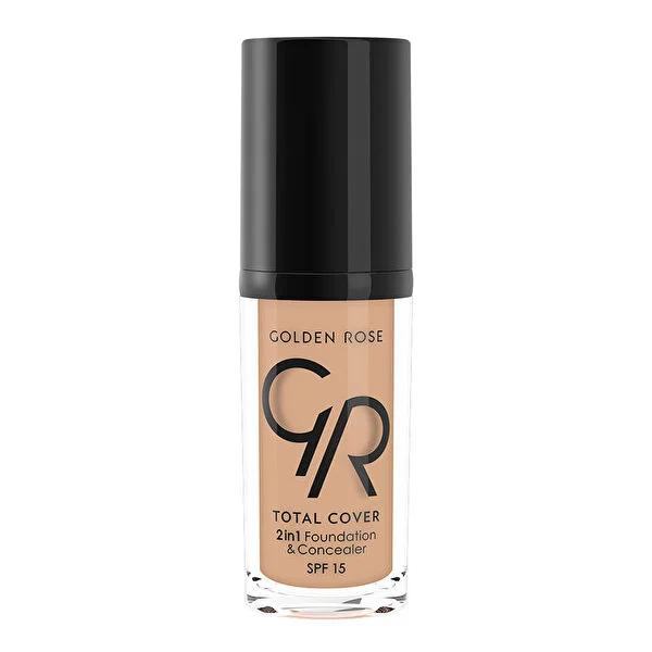 Golden Rose Total Cover 2-in-1 Foundation & Concealer - High Coverage, Oil-Free, SPF 15 Makeup Golden Rose 2-in-1 Foundation & Concealer - High Coverage, SPF 15 Foundation and Concealer, 2-in-1 Makeup, High Coverage Foundation, Oil-Free Cosmetics, SPF 15 Makeup, Golden Rose, Makeup Essentials, Beauty Products, Cosmetic Products, Flawless Finish, Simplify Makeup Routine, Vitamin E, Sun Protection, Daily Makeup, Convenience Makeup