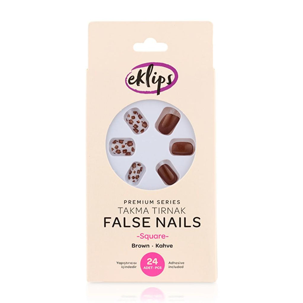 Eklips Square False Nails in Brown 24-Pack