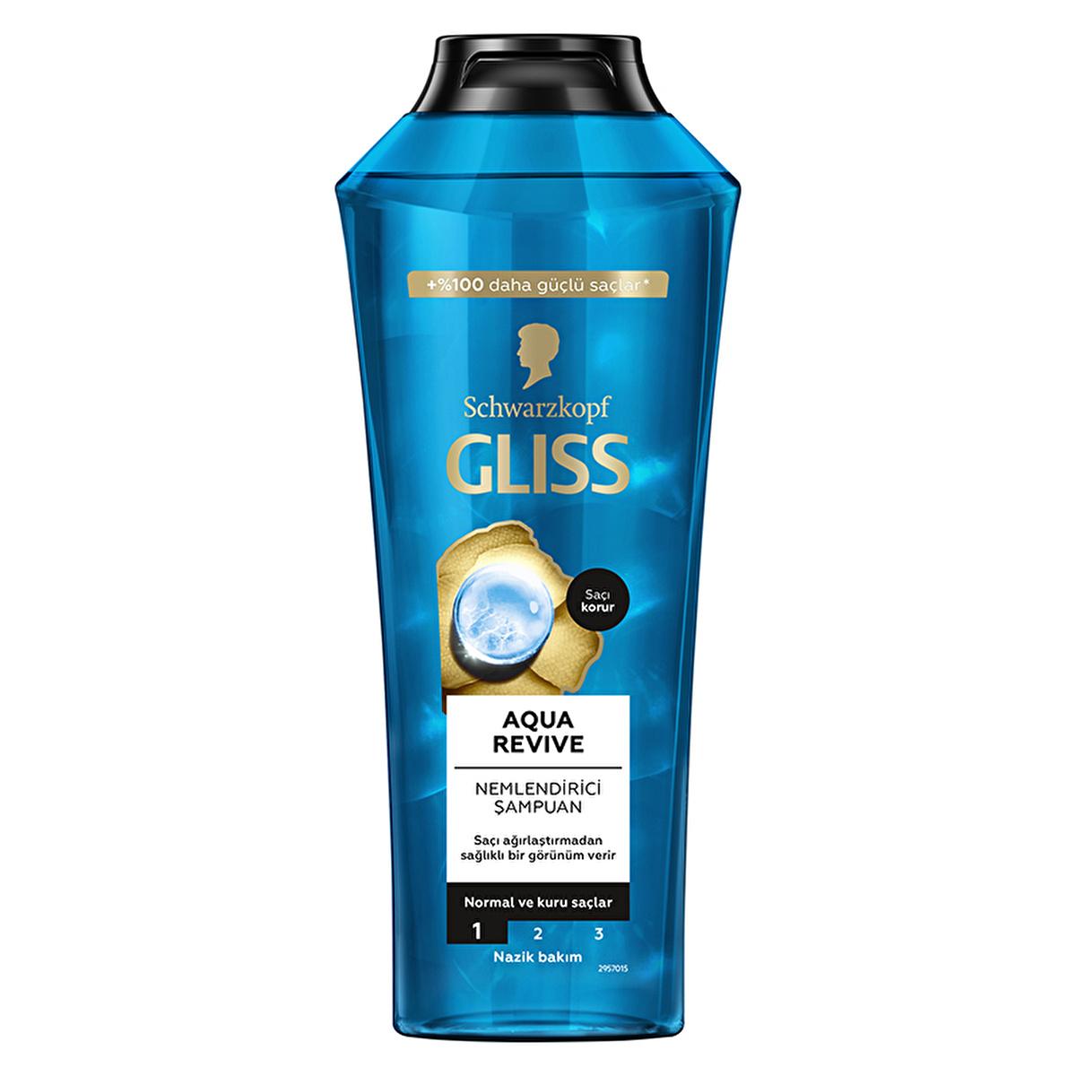 Gliss Moisturizing Shampoo with Hyaluron & Seaweed - 13.53 fl oz, Normal & Dry Hair, 48hr Hydration Gliss Moisturizing Shampoo - 48hr Hydration Moisturizing Shampoo, Hyaluronic Acid Shampoo, Seaweed Shampoo, Dry Hair Care, Normal Hair Shampoo, Hair Hydration, Lightweight Shampoo, Long-Lasting Moisture, Healthy Hair, Hair Care, Gliss, Aqua Revive, Şampuan, 13.53 fl oz, Hair Moisturizer, Hydrating Shampoo, Nourishing Shampoo