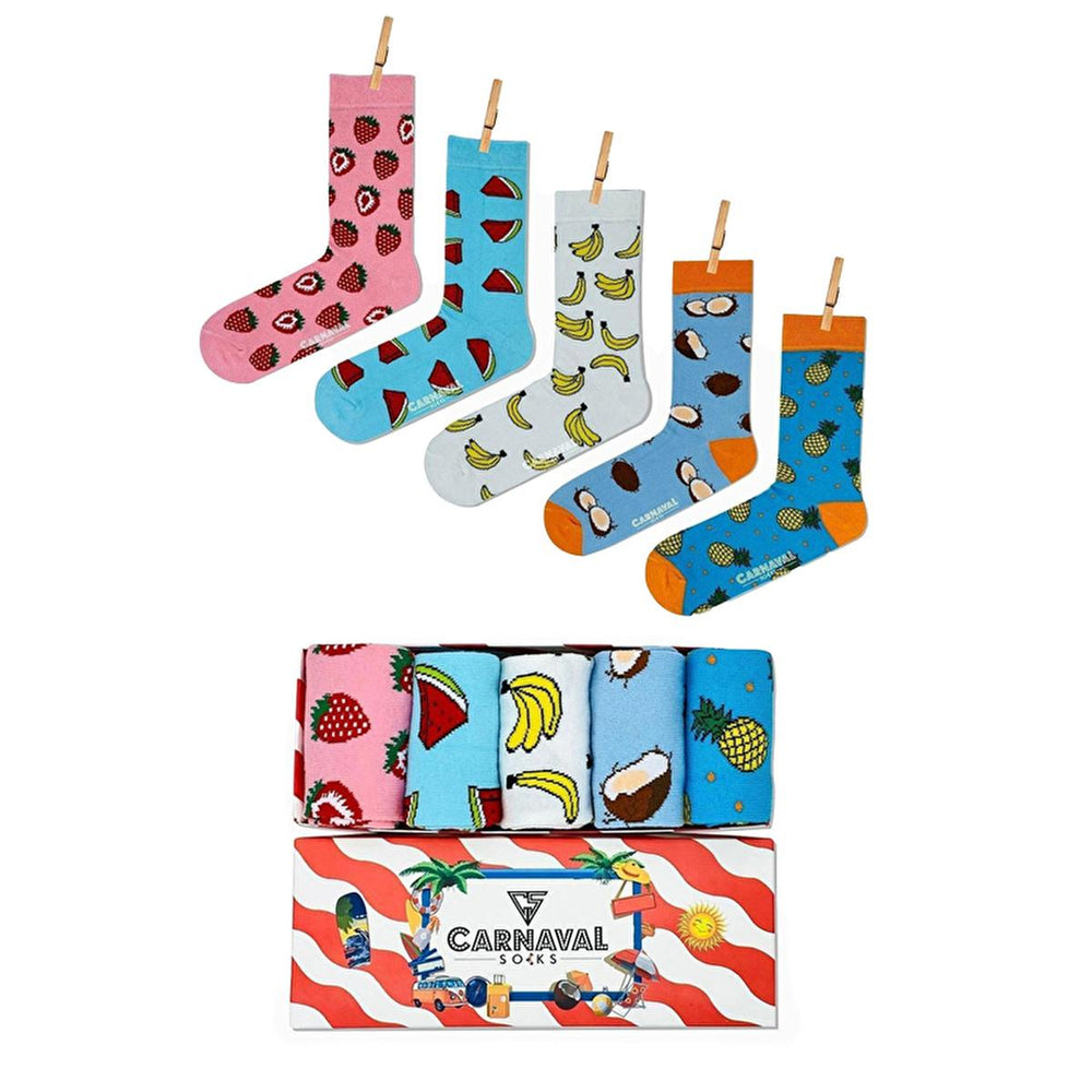 Carnaval Fruit-Themed Socks 5-Pack - Soft, Comfortable, and Stretchy Casual Socks for Everyday Wear - view 2