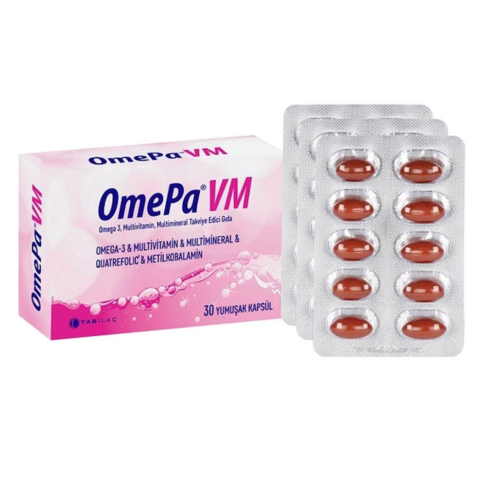 Omepa VM 30 Capsules - Omega-3, Multivitamin, and Multimineral Dietary Supplement for Overall Health and Wellness Omepa VM 30 Capsules - Omega-3 & Multivitamin Supplement Dietary Supplement, Omega-3 Supplement, Multivitamin, Multimineral, Health Supplement, Vitamins and Minerals, Soft Capsules, Health and Wellness, Nutritional Support, Omega-3 fatty acids, EPA, DHA, Vitamin C, B Vitamins, Iron, Zinc, Manganese, Copper, Iodine, Selenium