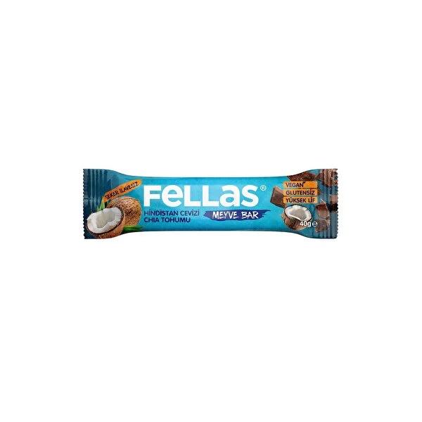 Fellas Fruit & Nut Bar: Chia & Coconut - Healthy Gluten-Free Snack, No Added Sugar, Natural Energy Boost, Diet-Friendly - 40g Fellas Chia & Coconut Bar: Healthy, Gluten-Free Snack fruit bar, chia seed bar, coconut bar, healthy snack, gluten-free snack, no added sugar snack, diet snack, energy bar, natural snack, inulin bar, fruit and nut bar, chia seeds, coconut, cacao, no preservatives, healthy fats, antioxidants, weight management, digestive health,celiac disease, gluten intolerance, fiber, omega-3, natur