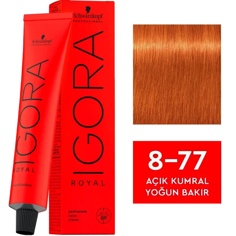 Igora Royal Permanent Color Creme 8-77 Light Auburn Copper 60ml