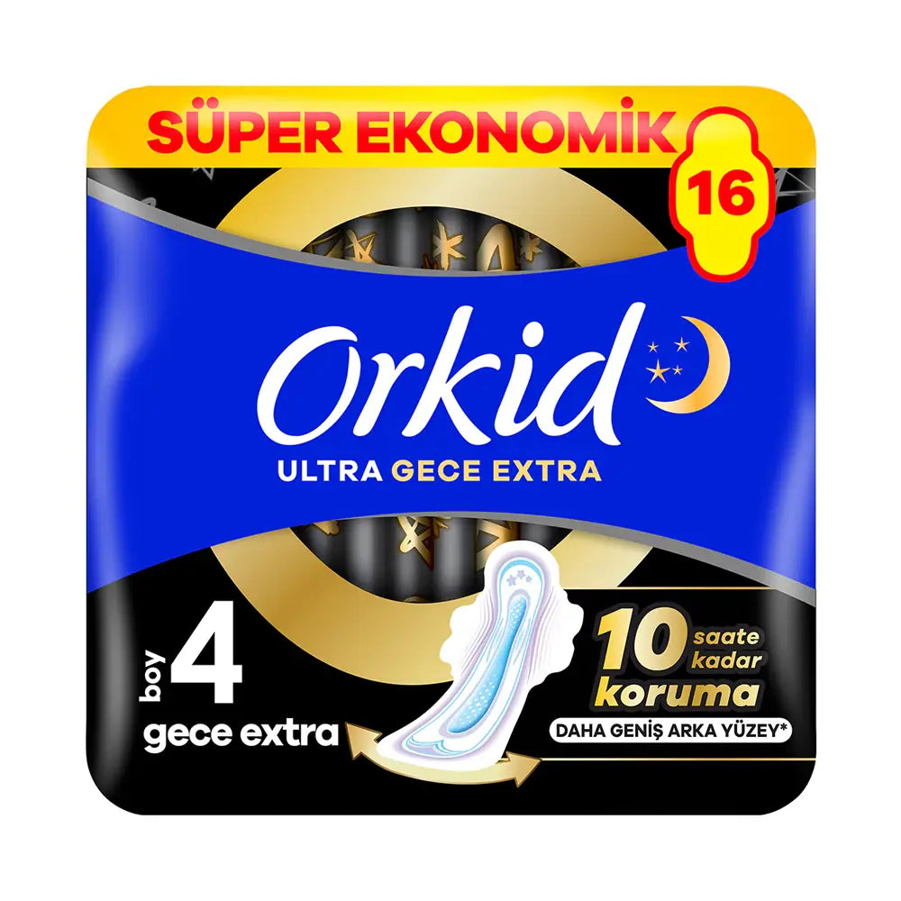 Orkid Ultra Extra Night Sanitary Pads 16 Count