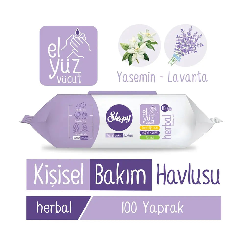 Sleepy Herbal Personal Care Wipes for Gentle Cleansing 100 Count