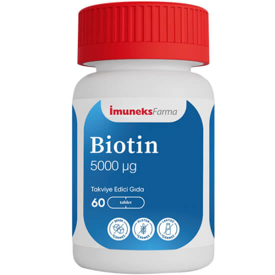 Imuneks Farma Biotin 5000 mcg Hair & Nail Support 60 Tablets