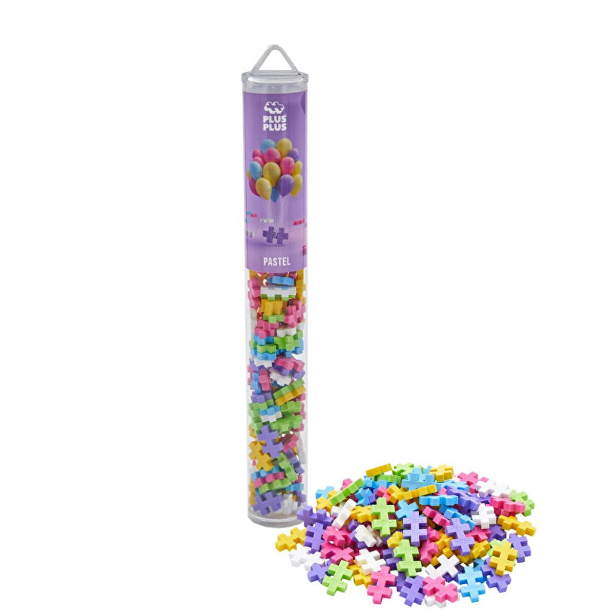 Plus Plus - Creative Construction Toy for Kids - 100 Piece Pastel Mix in Reusable Tube Plus Plus 100 Piece Construction Toy - Creative Building Blocks construction toy, creative toy, educational toy, Plus Plus toy, building blocks, Danish made toy, kids toys, children's toys, creative play, imagination, fine motor skills, educational tools, reusable storage, travel-friendly, high-quality toys