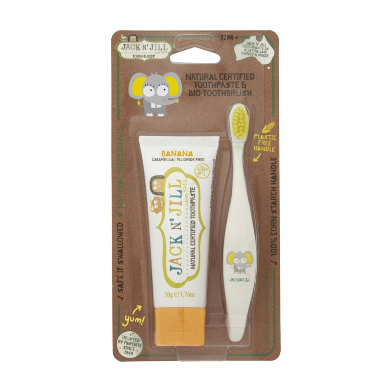Jack N' Jill Toothbuddy Elephant Toothbrush & Banana Toothpaste 50g