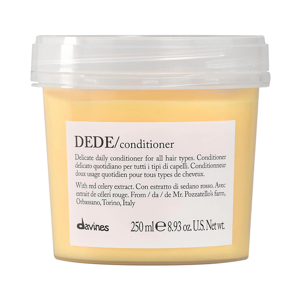 DEDE Delicate Daily Conditioner - Vegan, Lightweight Hydration for Fine to Thick Hair DEDE Delicate Daily Conditioner - Vegan & Lightweight delicate daily conditioner, vegan hair conditioner, lightweight hair conditioner, hair care for frequent shampooing, natural hair care products, fine hair, medium hair, thick hair, straight hair, wavy hair, curly hair, coily hair, red celery extract, vegan ingredients, cruelty-free, hair hydration, detangling, softening, daily conditioner, gentle hair care