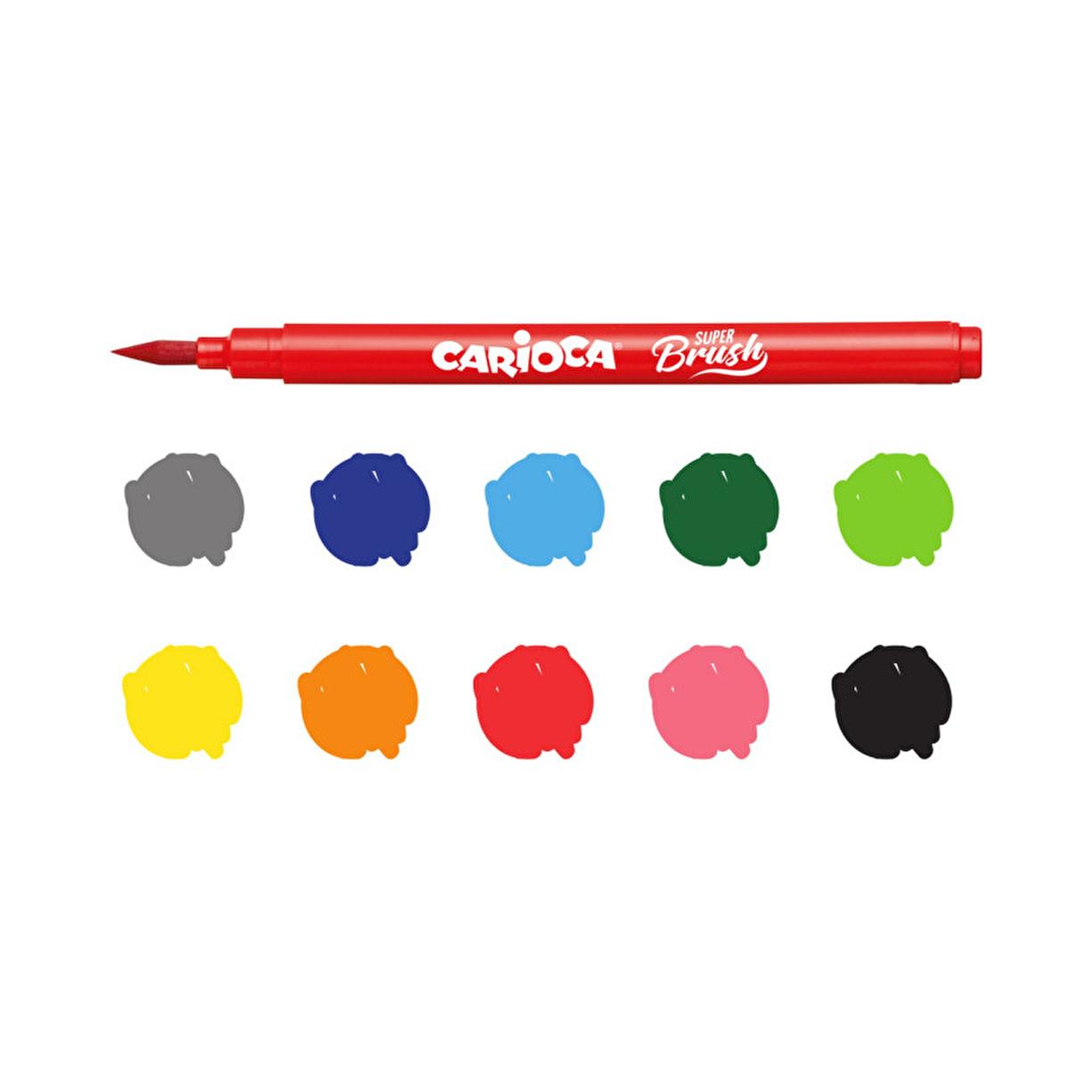 Carioca Super Brush Keçeli Boya Kalemi 10'lu - Washable Ink Brush Pens for Artistic Designs Carioca Super Brush Pens - Washable Ink for Art brush pen, calligraphy pen, washable ink pen, art supplies, Carioca Super Brush, artistic designs, calligraphy, washable ink, soft brush tip, vibrant colors, art materials, crafting tools, educational art supplies