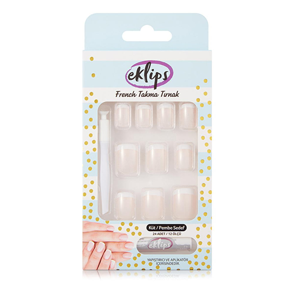 Eklips French Pearly Pink Square False Nails - Instant Manicure, Easy Application, Perfect Fit - Sedefli Pembe Küt Takma Tırnak Eklips French False Nails - Pearly Pink, Square - Easy Manicure! false nails, French manicure nails, sedefli pembe nails, pearly pink false nails, square false nails, küt takma tırnak, French tip nails, Eklips nails, easy manicure nails, press on nails, takma tırnak, French nails, pembe nails, square nails, küt tırnak, easy manicure, quick manicure, salon nails, press-on manicure,