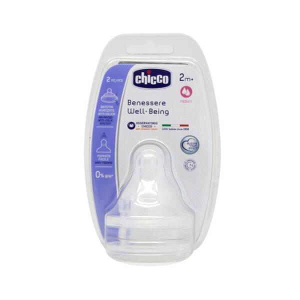 Chicco Baby Bottle Nipple Silicone Anti-Colic Valve 2 Months+ - Soft, Flexible, and Physiological Design - Baby Care