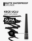 Flormar Matte Waterproof Liquid Eyeliner for Precise, Dramatic Eye Look - Black - Eyeliner