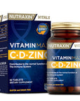 Nutraxin Vitamin Max C&D Zinc Supplement for Adults - Vitamin C, D3 & Zinc - 60 Tablets, Vegetarian & - Vitamin & Supplement
