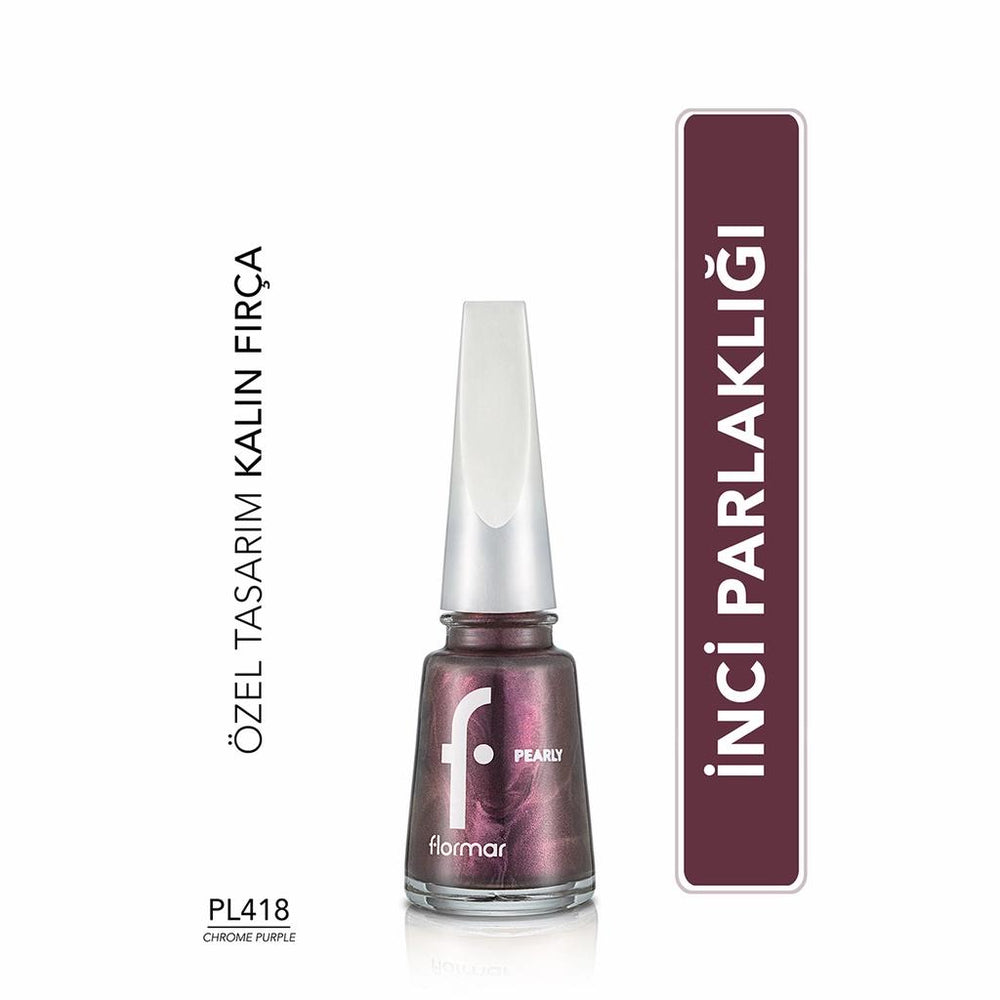 Flormar Pearly Chrome Purple Shimmer Nail Polish PL418 11ml