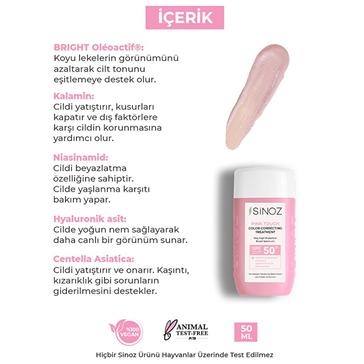Sinoz Pink Touch SPF50+ Tone-Up Sunscreen: Color Correcting, Redness Reducing, and Brightening Mineral Facial Sunscreen with Hyaluronic Acid - 1.69 fl oz Sinoz Pink Touch SPF50 Sunscreen: Tone-Up & Color Correcting pink sunscreen, tone-up sunscreen, color correcting sunscreen, SPF50 sunscreen for face, sunscreen for redness, sunscreen for sensitive skin, brightening sunscreen, mineral sunscreen, facial sunscreen, sun protection, redness reduction, even skin tone, hyaluronic acid, niacinamide, bright oleoact