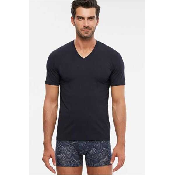 Kom Antonio Men's V-Neck Navy T-Shirt for Daily Comfort