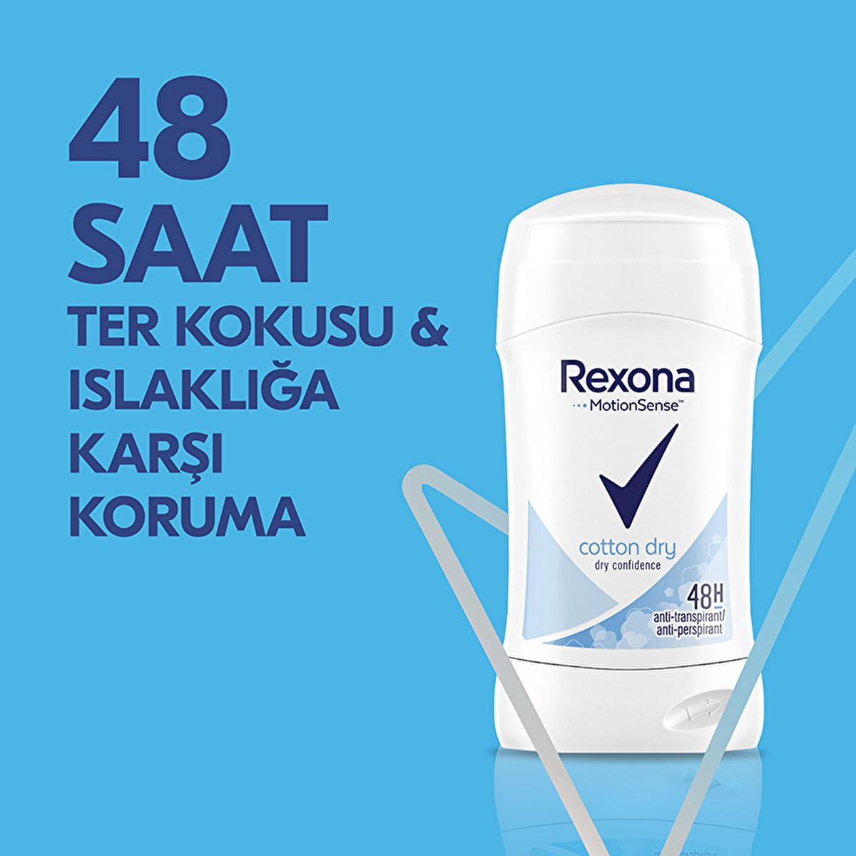 Rexona Women's Deodorant Stick Cotton Dry - Long-Lasting Freshness, 48hr Protection Rexona Cotton Dry Deodorant - 48hr Protection Women's Deodorant Stick, Antiperspirant Deodorant, Alcohol-Free Deodorant, Long-Lasting Freshness, Rexona Cotton Dry Deodorant, Deodorant for Women, 48hr Protection, Floral Scent, Motionsense Technology, Personal Care, Hygiene Products