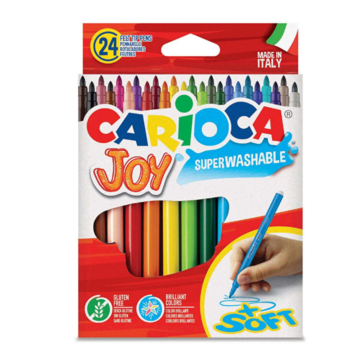 Carioca Joy Washable Felt-Tip Pens for Kids - 24 Pack, Italian-Made, Super Washable Ink, Fine Tip Carioca Joy Washable Markers - 24 Pack washable markers, felt-tip pens for children, coloring pens, art supplies for kids, Italian-made stationery, washable ink, fine tip markers, kids art supplies, classroom art materials, safe coloring pens