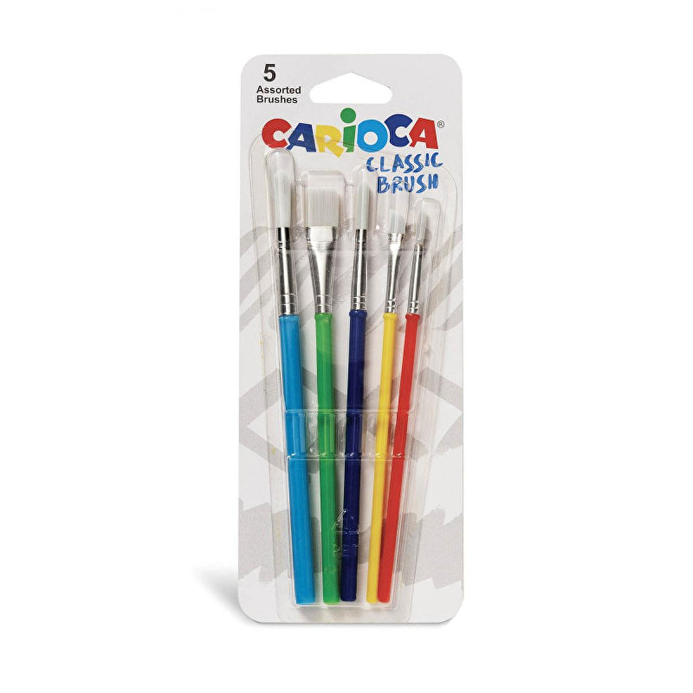 Carioca 5-Piece Nylon Brush Set in Blister Packaging - Art Supplies for Students and Hobbyists - Makeup Brush
