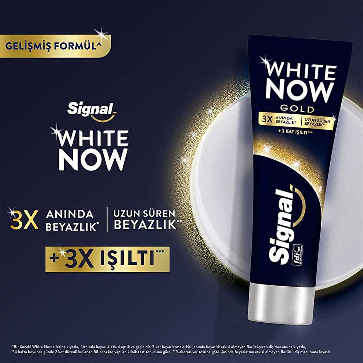 Signal White Now: 3X Whitening Toothpaste - Extra Fresh & Gold - Stain Removal, Fluoride Protection - Fresh Breath, Confident Smile Signal White Now: 3X Whitening Toothpaste for a Brighter Smile teeth whitening toothpaste, whitening toothpaste, fresh breath toothpaste, fluoride toothpaste, signal toothpaste, white now toothpaste, teeth stain remover, oral hygiene, dental care, extra fresh toothpaste, toothpaste, teeth whitening, fresh breath, fluoride protection, stain removal, oral care, dental hygiene, co