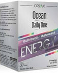 Orzax Ocean Daily One Energy: Boost Your Vitality with Multivitamin & Mineral Supplement, Gluten-Free, Natural Energy - 30 Tablets Orzax Energy Multivitamin: Boost Energy & Health - Gluten-Free multivitamin, multimineral supplement, daily vitamin, energy supplement, gluten-free vitamin, natural vitamins and minerals, panax ginseng supplement, coenzyme Q10 supplement, vitamin B complex, antioxidant supplement, vitamins, minerals, energy boost, fatigue reduction, immune support, gluten-free, sugar-free, natur