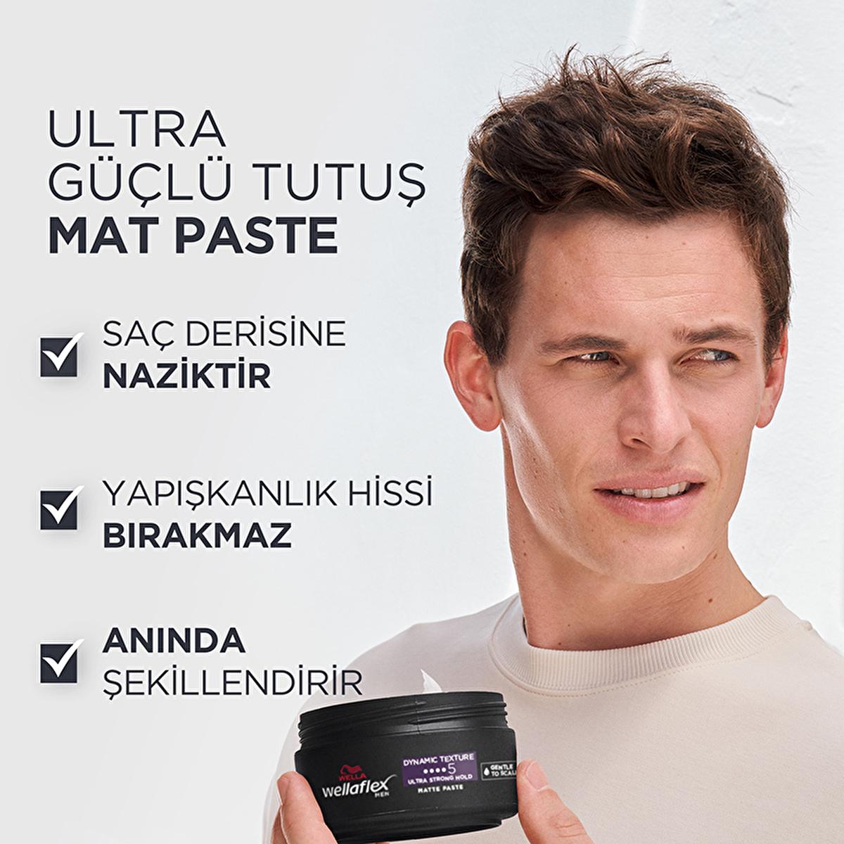 Wella Wellaflex Men's Dynamic Texture Matte Hair Paste - Ultra Strong Hold, Vegan Hair Wax for Long-Lasting Texturized Styles Wella Men's Matte Hair Paste: Strong Hold, Vegan - Texturized Style men's hair paste, matte hair wax, strong hold hair styling, vegan hair wax, texturizing hair paste, long lasting hair hold, non-sticky hair wax, men's hair styling products, hair paste, hair wax, matte finish, strong hold, vegan, caffeine, men's grooming, hair styling, texturized hair, natural look, long-lasting styl