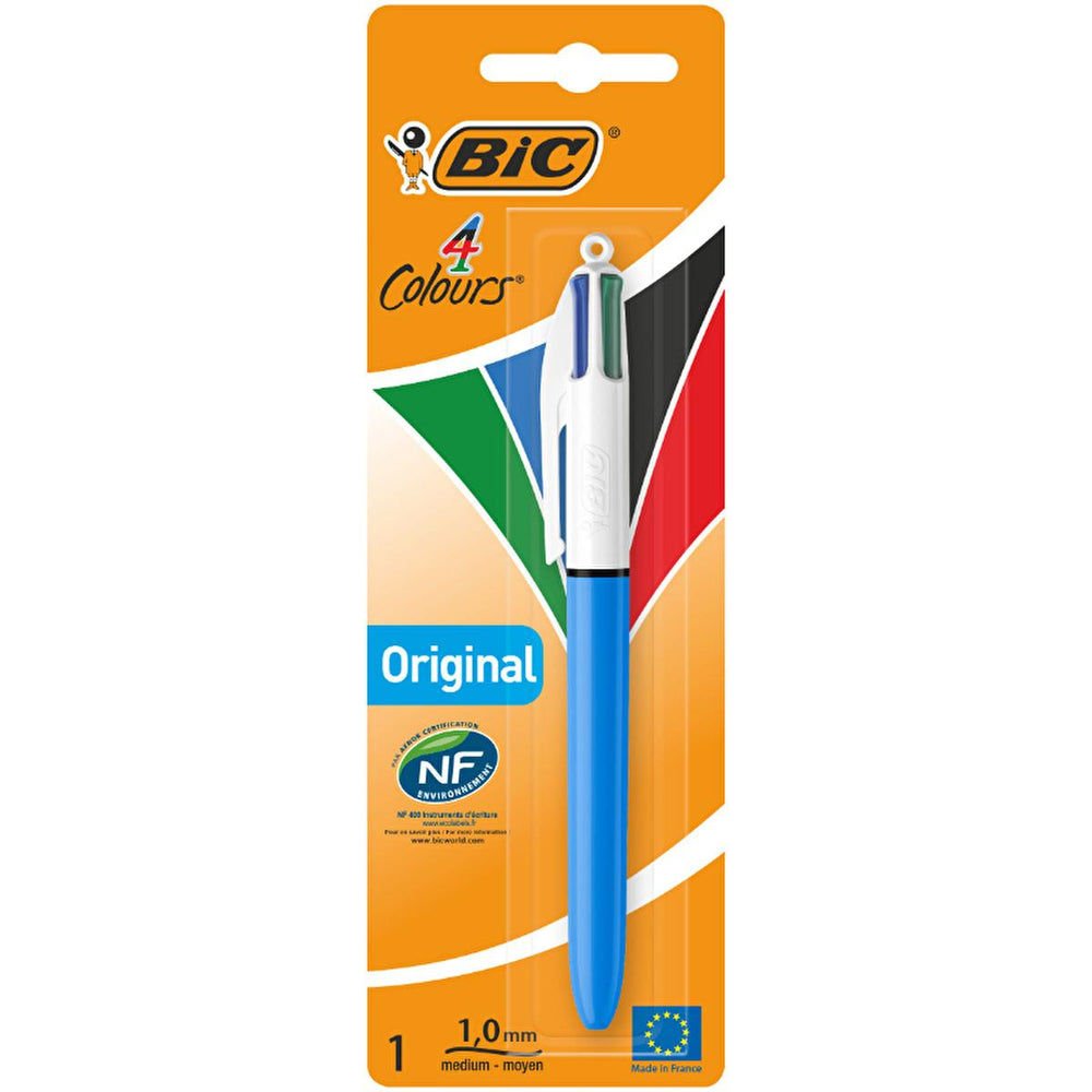 BIC 4 Colours Original Multicolor Ballpoint Pen - 4 Colors in 1, Refillable, Ergonomic Design