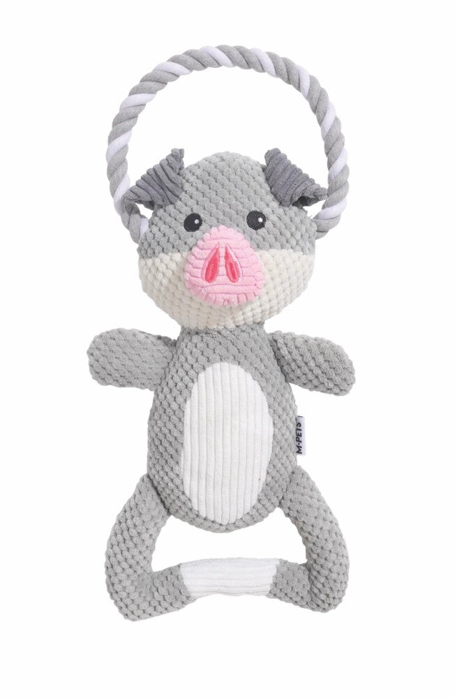 M-Pets Eco Chewtopia Plush Pig Dog & Cat Toy, Recycled Plastic, 34x19x8 cm