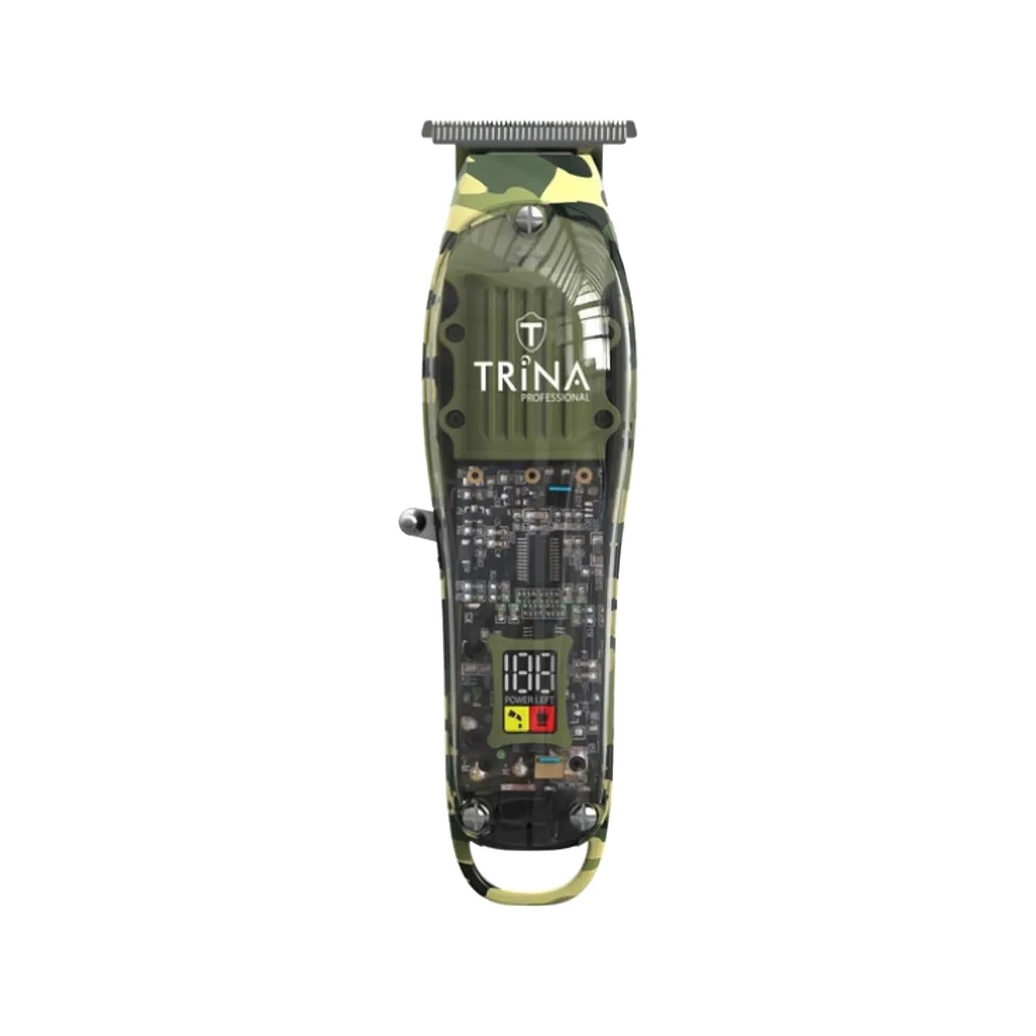 Trina Professional Hair Clipper - Camouflage Design for Precise Cutting & Durability Trina Professional Hair Clipper - Precise & Durable Trina Professional Hair Clipper, Camouflage Hair Clipper, Professional Hair Cutting Tool, Barber Clippers, Hair Grooming Equipment, Professional grade hair clippers, Precise hair cutting tools, Durable grooming equipment, Camouflage design hair clippers, Trina brand hair clippers, Hair cutting and styling tools, Professional barber equipment, Hairstyling tools, Grooming to
