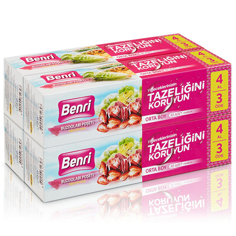 Benri Fridge Storage Bags - Medium Size (24x38cm) 4x30 Count - Reusable Storage Bags for Refrigerator Organization - view 2