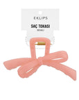Eklips Ribbon Bow Claw Clip for Secure Hold in Peach