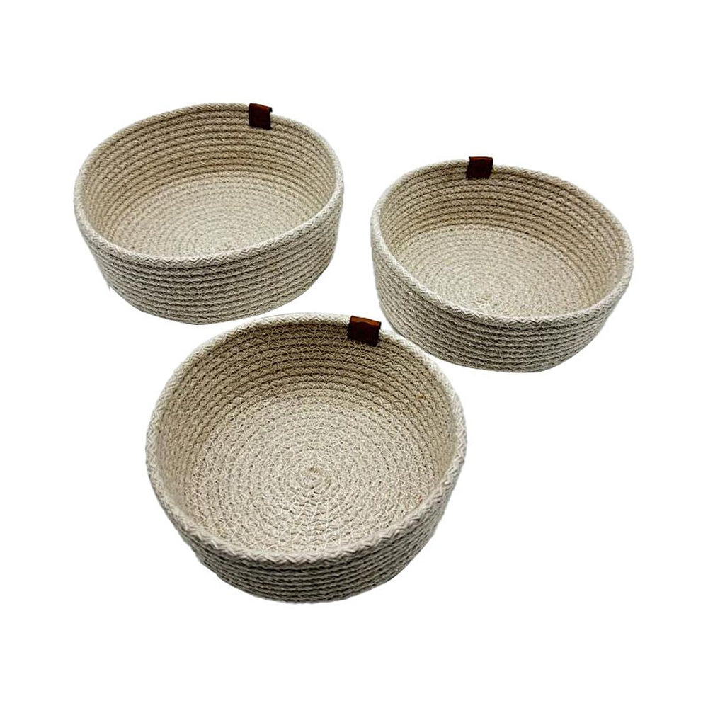 Luna Cucina Jute Storage Organizer Set - Natural Eco-Friendly Round Baskets for Home Decor and Organization