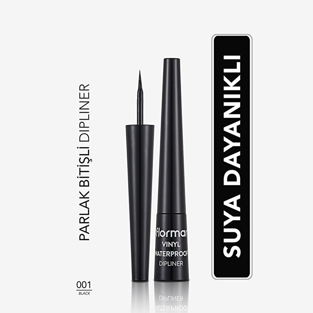 Flormar Waterproof Eyeliner - Black, Liquid, Long-Lasting, Intense Pigment, Fine Felt-Tip Applicator - view 2