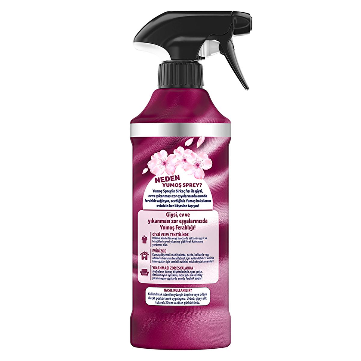 Yumoş Sakura Fabric and Home Fragrance Spray - Dermatologically Tested, Alcohol-Free, 15.22 fl oz Yumoş Sakura Fabric Spray - Fresh Home Fragrance fabric spray, home fragrance, Sakura scent, non-alcoholic fragrance, dermatologically tested spray, freshening spray for home and textiles, home care, fragrance spray, Yumoş, easy home fragrance, refreshing spray, floral scent, upholstery freshener, curtain freshener, carpet freshener