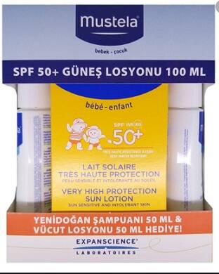Mustela SPF 50+ Sun Lotion with Baby Care Minis 100ml