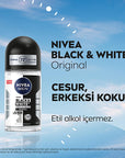Nivea Men Deodorant - Nivea Men Erkek Roll-on Deodorant Black & White Invisible Original 50 ml - Long Lasting Anti-Perspirant Protection Nivea Men Deodorant - 72 Hour Protection Nivea Men Deodorant, Roll-on Deodorant for Men, Anti-perspirant Deodorant, Long-lasting Deodorant, Stain-free Deodorant, Men's Grooming, Personal Care, Deodorant for Active Men, Black & White Invisible Deodorant, 72-Hour Protection, Derma Active Protection, X5 Anti Formula, Dermatologically Tested, Men's Hygiene