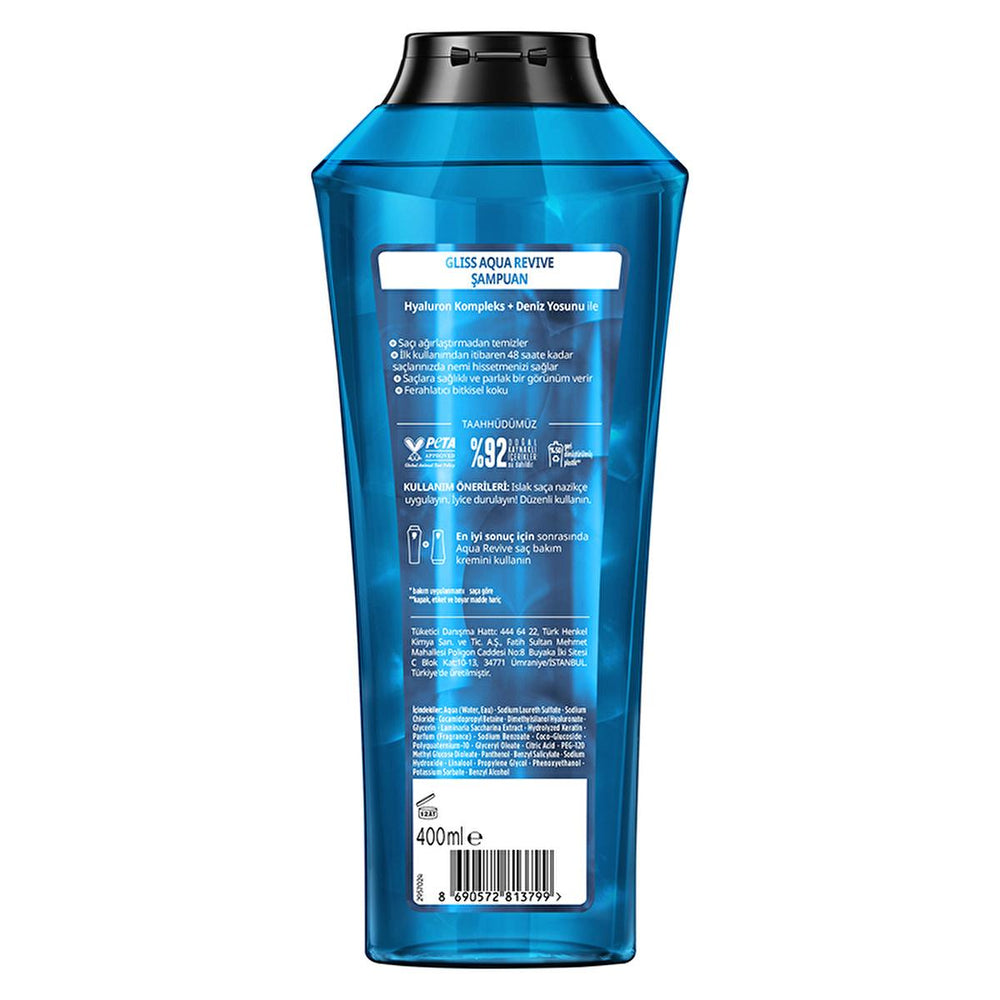 Gliss Moisturizing Shampoo with Hyaluron & Seaweed - 13.53 fl oz, Normal & Dry Hair, 48hr Hydration - Shampoo