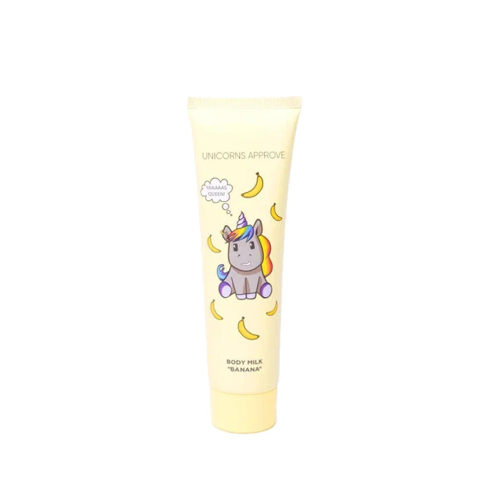 Soda Unicorn Banana Body Care Milk - Moisturizing, 5.07 fl oz Soda Unicorn Banana Body Milk - Moisturizing & Softening body care milk, banana scented body care, moisturizing body milk, Soda Unicorn body care, body moisturizer, skin hydration, banana fragrance, body lotion, skincare routine, dry skin relief, skin nourishment, cosmetic products
