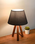 Homing Tasarım - Wooden Table Lamp with Fabric Shade, Energy-Efficient E27 Socket, Modern Home Decor