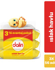 Dalin Klasik Baby Wet Wipes - Hypoallergenic & Dermatologically Tested, Soft & Gentle on Skin, 3x56 Count - Baby Care