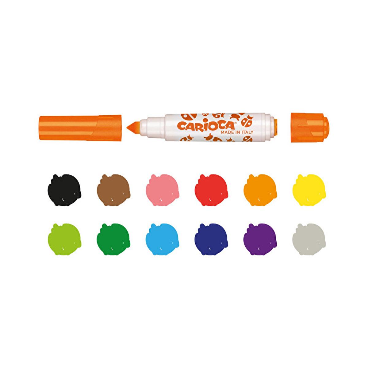 Carioca Stamperello 12-Pack Washable Markers for Kids - Non-Toxic Art Supplies with Stamp Tips Carioca Stamperello 12-Pack Washable Markers for Kids washable markers for kids, non-toxic art supplies, felt-tip pens for children, stamp markers, art supplies for kids, children's art markers, washable ink markers, kids' art supplies, Carioca Stamperello, double-ended markers, safe art supplies