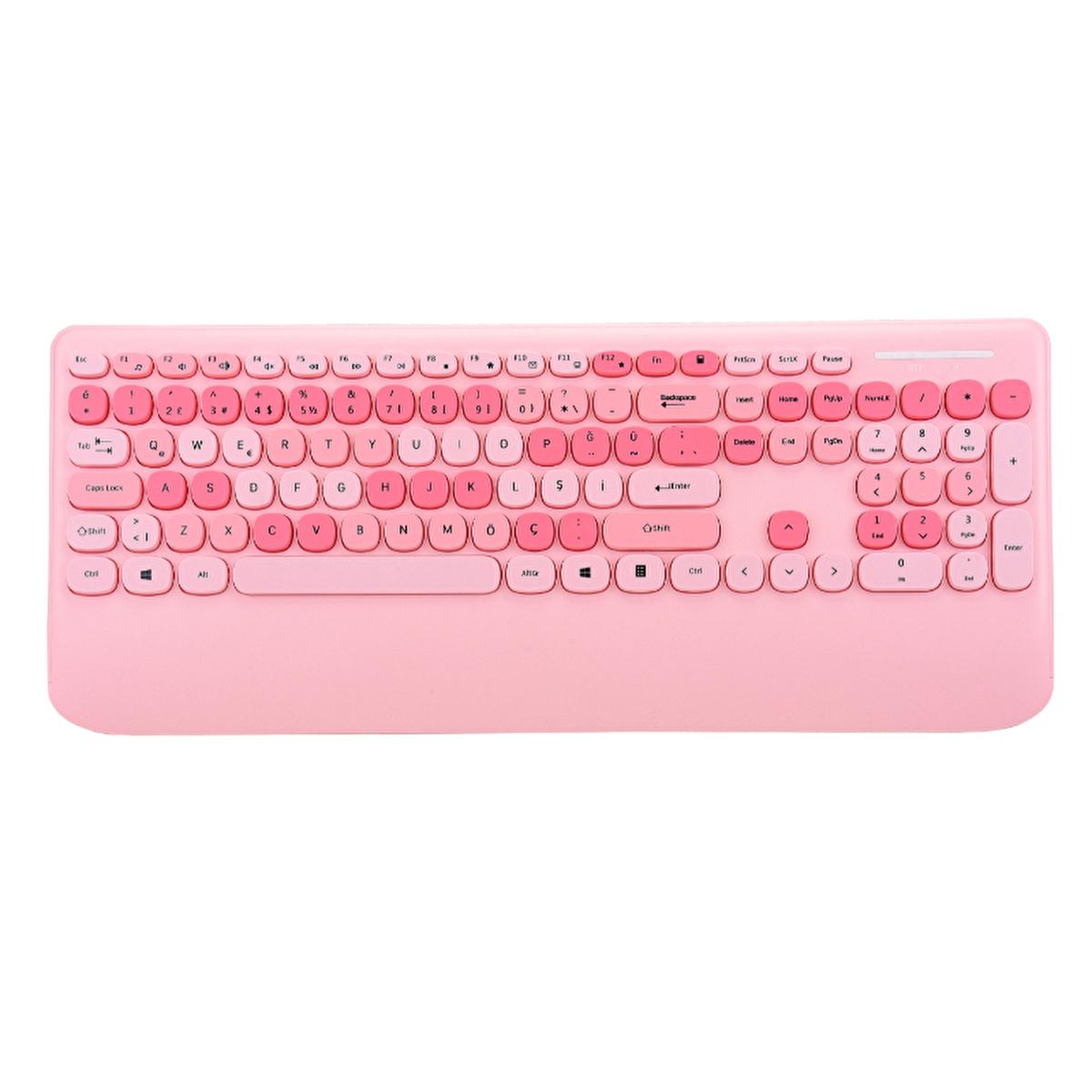 Everest Wireless Keyboard and Mouse Set - 2.4Ghz Wireless Combo, TR Layout Keyboard, 1600 DPI Mouse, Ergonomic Wrist Rest - Everest Renkli Tuşlu Pembe Kablosuz Q Multimedia Klavye + Mouse Set Everest Wireless Keyboard & Mouse Set - 2.4Ghz, TR Layout, 1600 DPI Wireless Keyboard and Mouse, 2.4Ghz Wireless Combo, TR Layout Keyboard, 1600 DPI Mouse, Keyboard with Wrist Rest, Ergonomic Keyboard, Wireless Keyboard, Computer Accessories, Productivity Tools, Clutter-Free Workspace, Home Office Essentials, Gaming Pe