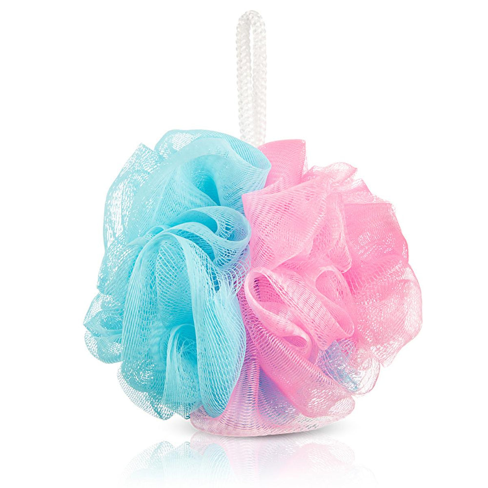 Eklips Colorful Bath Loofah - Soft, Gentle Exfoliating Bath Sponge with Hanging Detail, Machine Washable, Pink - Exfoliator