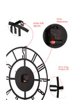 Muyika 50cm Metal Black Wall Clock - Silent Sweep Mechanism, Modern Decor