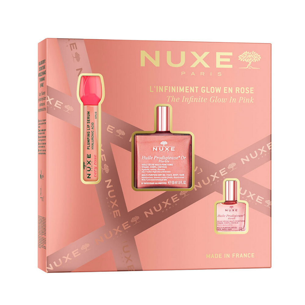 Nuxe Pink Glow Set for Face, Body and Lips 3 Pieces