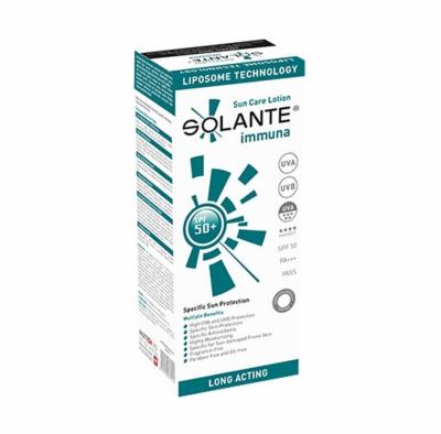 Solante Immuna SPF 50+ Sunscreen Lotion: Shield Sensitive Skin & Fight Aging with UVA/UVB Sun Protection Solante SPF 50+ Sunscreen: Sensitive Skin Protection & Anti-Aging sunscreen lotion, SPF 50+ sunscreen, sunscreen for sensitive skin, hypoallergenic sunscreen, anti-aging sunscreen, sun protection, UVA UVB protection, sunscreen for reactive skin, sunscreen, SPF 50+, sensitive skin, hypoallergenic, anti-aging, UVA protection, UVB protection, reactive skin, sunblock, sun cream, skin care, dermatology, skin