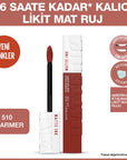 Maybelline Super Stay Matte Ink: Long Lasting Liquid Lipstick - Transfer-Proof, Smudge-Proof, Non-Drying Matte Finish - Charmer Shade Maybelline Super Stay Matte Lipstick: Long Lasting & Transfer-Proof matte lipstick, long lasting lipstick, transfer proof lipstick, liquid matte lipstick, Maybelline Super Stay, non-drying matte lipstick, smudge proof lipstick, long wear lip color, Maybelline lipstick, Super Stay lipstick, matte lip color, long-wearing lipstick, transfer-resistant lipstick, non-drying lipstic