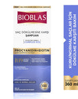 Bioblas Anti-Hair Loss Shampoo with Biotin & Procyanidin - Paraben-Free, Strengthens Hair, 12.18 fl oz Bioblas Anti-Hair Loss Shampoo - Biotin & Procyanidin anti-hair loss shampoo, biotin shampoo, procyanidin shampoo, paraben-free hair care, natural shampoo for hair loss, hair strengthening shampoo, hair repair shampoo, chemical-free hair care, daily use shampoo, biotin, procyanidin, grape seed extract, hair loss solution, hair care, hair health, Bioblas